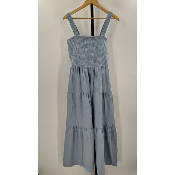 Quince Dresses & Skirts - Quince Light Blue Tiered Smocked Maxi Dress